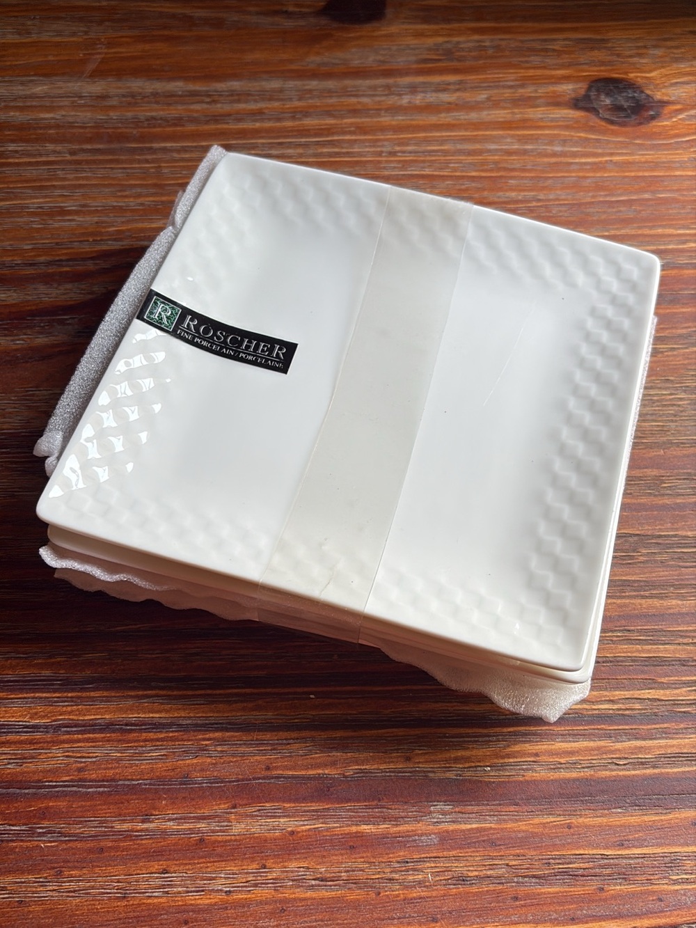 Set 4 Roscher Basketweave White 6" appetizer Plates